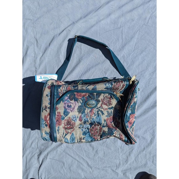 Ascot Travel Carry-on Floral Canvas Bag Luggage Vintage- Unused- Shoulder Strap - Picture 4 of 11